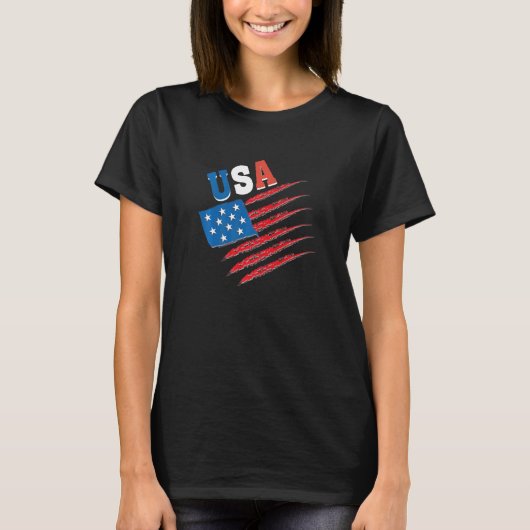 7月4日アメリカ愛国主義国旗Jの4番目 Tシャツ (正面)
