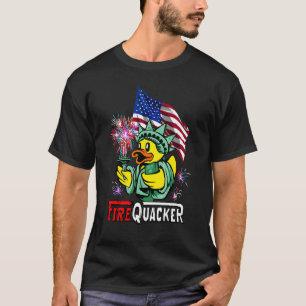 7月4日アメリカ愛国国旗の爆竹ゴム Tシャツ