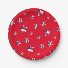 7月4日アメリカ愛国心のあるアメリカ国旗のスターパーティー ペーパープレート