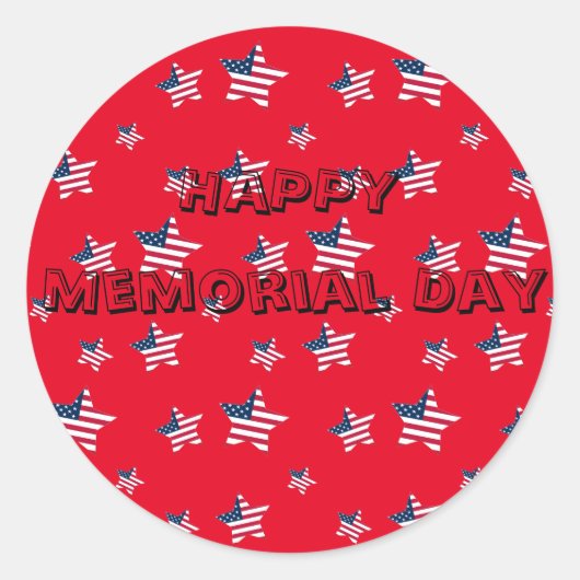 7月4日アメリカ愛国心のあるアメリカ国旗のスターパーティー ラウンドシール (正面)