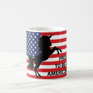 7月4日アメリカ愛国心ユニコーン米国国旗 コーヒーマグカップ