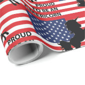 7月4日アメリカ愛国心ユニコーン米国国旗 ラッピングペーパー (ロールコーナー)