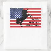 7月4日アメリカ愛国心ユニコーン米国国旗 長方形シール (バッグ)