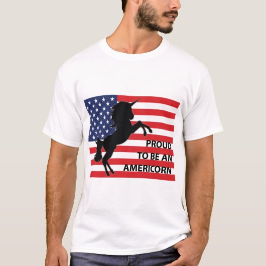 7月4日アメリカ愛国心ユニコーン米国国旗 Tシャツ (正面)