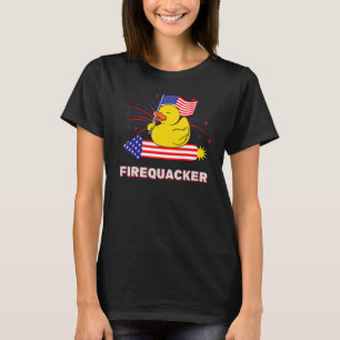 7月4日アメリカ愛国爆竹ゴムガモ Tシャツ