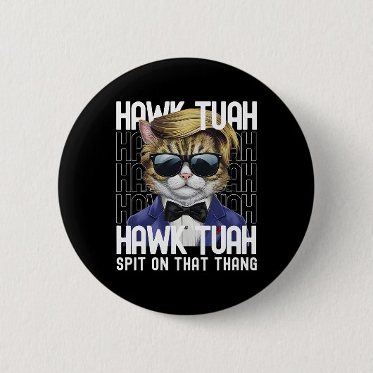 7月4日アメリカ愛国的なネコUsa Hawk Tuah Spit 缶バッジ (正面)