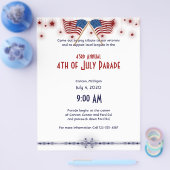7月4日アメリカ愛国的な国旗と星 チラシ (シングル)