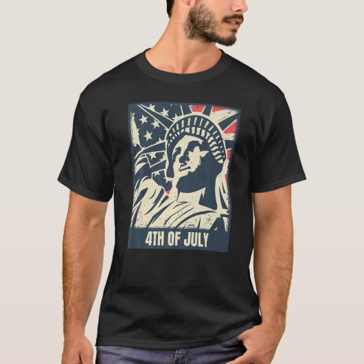 7月4日アメリカ愛国的自由の女神 Tシャツ (正面)