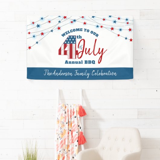 7月4日アメリカ愛国的赤白青国旗の星 横断幕 (インサイチュ)