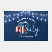 7月4日アメリカ愛国的赤白青国旗 ドアマット (正面)