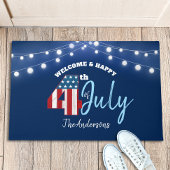7月4日アメリカ愛国的赤白青国旗 ドアマット