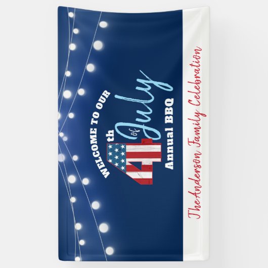 7月4日アメリカ愛国的赤白青国旗 横断幕 (縦)