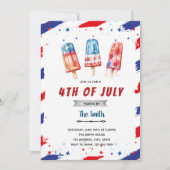 7月4日アメリカ独立記念日のアイスポップの招待状 招待状 (正面)