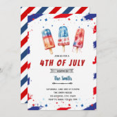 7月4日アメリカ独立記念日のアイスポップの招待状 招待状 (正面/裏面)