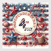 7月4日アメリカ独立記念日のスターストライプズ ウィンドウサイン (シート)