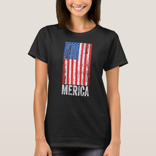 7月4日アメリカ独立記念日の国旗 Tシャツ (正面)