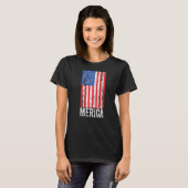 7月4日アメリカ独立記念日の国旗 Tシャツ (正面フル)