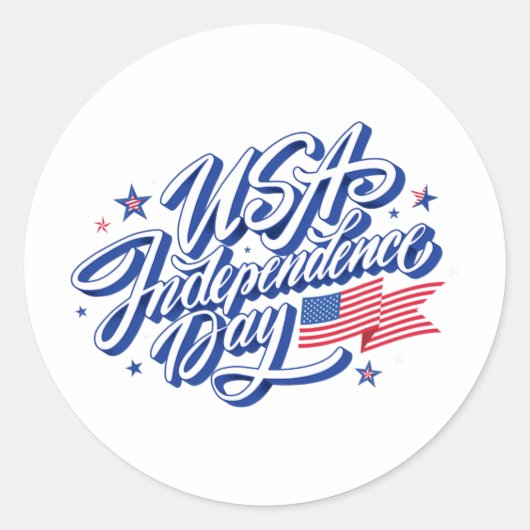 7月4日アメリカ独立記念日アメリカ国旗 ラウンドシール (正面)