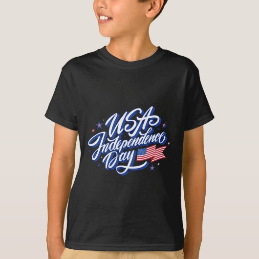 7月4日アメリカ独立記念日アメリカ国旗 Tシャツ (正面)