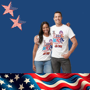 7月4日アメリカ独立記念日スター・ファイクラッカー Tシャツ