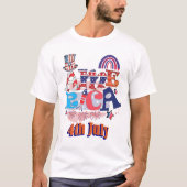 7月4日アメリカ独立記念日スター・ファイクラッカー Tシャツ (正面)
