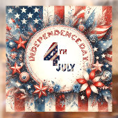 7月4日アメリカ独立記念日 星 赤 青 ウィンドウサイン (シート2)