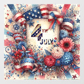 7月4日アメリカ独立記念日 赤 白 青 ウィンドウサイン (シート)