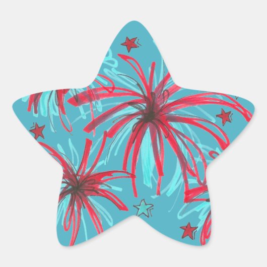 7月4日アメリカ第4回ブルー花火愛国心 星シール (正面)