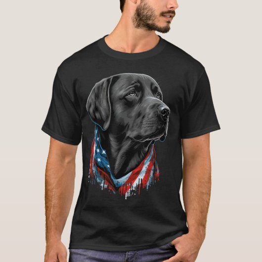 7月4日アメリカ黒人愛国的ラブラドール Tシャツ (正面)