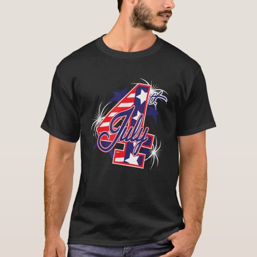 7月4日アメリカ7月4日の独立記念日 Tシャツ (正面)