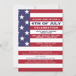 7月4日アメリカBBQクックアウトファミリープールパーティー 招待状