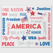 7月4日アメリカUSAワードパーソナライズされた文字 ラッピングペーパー (フラット)