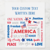 7月4日アメリカUSAワードパーソナライズされた文字 ワインラベル (シングルラベル)