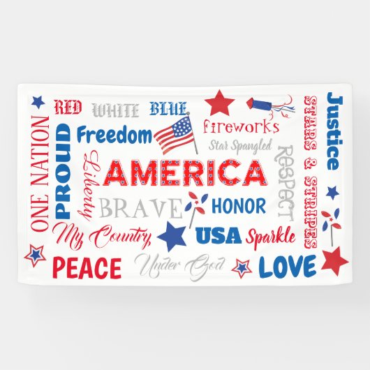 7月4日アメリカUSAワードパーソナライズされた文字 横断幕 (横)