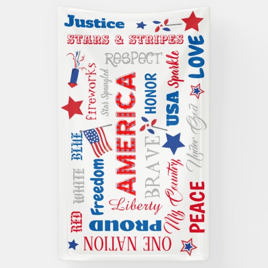 7月4日アメリカUSAワードパーソナライズされた文字 横断幕 (縦)