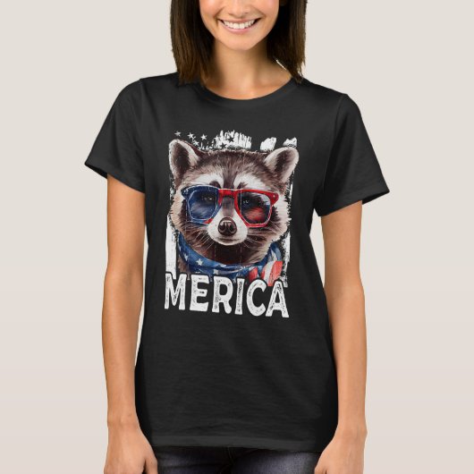 7月4日アライグマ・メリカ Tシャツ (正面)