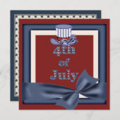 7月4日アンクル·サム·ハット·パーティーズ招待状 招待状 (正面/裏面)