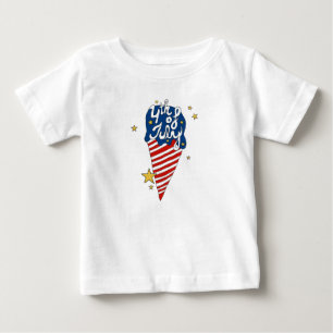7月4日イラストレーション7月4日 ベビーTシャツ
