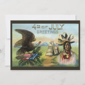 7月4日インディアン誕生日グリーティングカード 招待状 (正面)