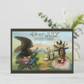 7月4日インディアン誕生日グリーティングカード 招待状 (スタンド正面)