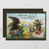 7月4日インディアン誕生日グリーティングカード 招待状 (正面/裏面)