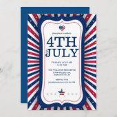 7月4日インディペンデンスデイスター&ストライプクックアウト 招待状 (正面/裏面)