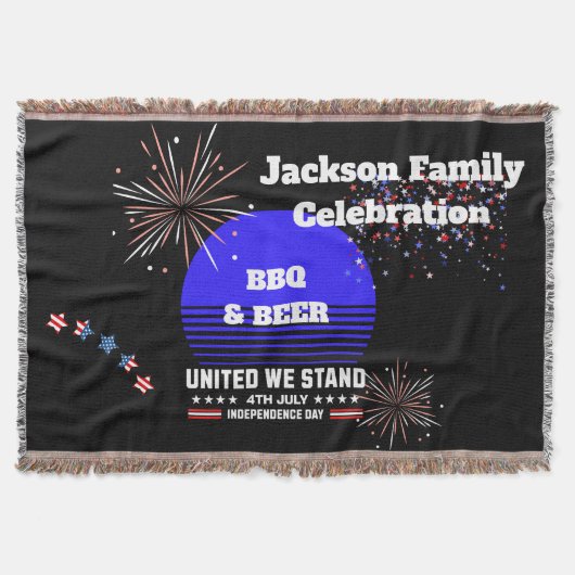 7月4日インディペンデンスデイタペストリー スローブランケット (正面)