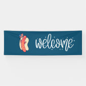 7月4日インディペンデンスデイパーティーアメリカンのホットドッグ 横断幕 (横)