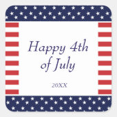 7月4日インディペンデンスデイパーティーシール スクエアシール (正面)