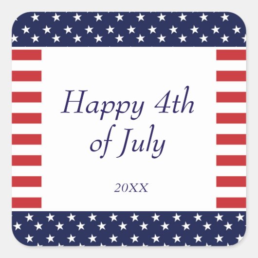 7月4日インディペンデンスデイパーティーシール スクエアシール (正面)
