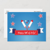 7月4日インディペンデンスデイ招待状はがき インビテーションポストカード (正面/裏面)