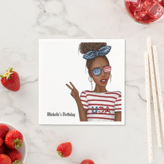 7月4日インディペンデンスデイ米国誕生日 スタンダードカクテルナプキン (インサイチュ)