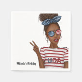 7月4日インディペンデンスデイ米国誕生日 スタンダードカクテルナプキン (正面)