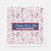 7月4日インディペンデンスデイBBQお祝い スタンダードランチョンナプキン (正面)